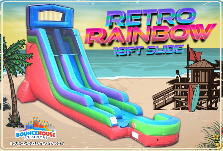 18' Retro Rainbow Water Slide - Bounce House Atlanta Alpharetta GA